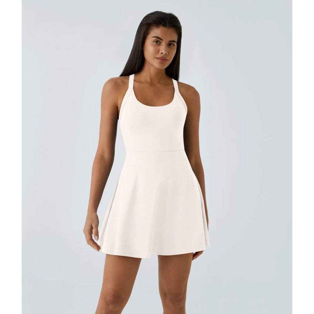 Halara SoftlyZero Airy Twisted Easy Peezy Active Padded Longer Length Dress L
